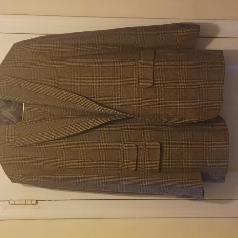 Men's Made To Measure Green Plaid Tweed 3pc Suit 46R/43Wx30